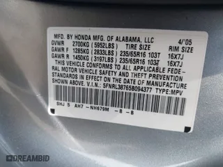 2005 Honda Odyssey EX-L with VIN 5FNRL38765B094377, listed as a IAAI auction lot 41933616 with 213,979 mi miles. Bid and sale history available at carsss.com. Image 9.