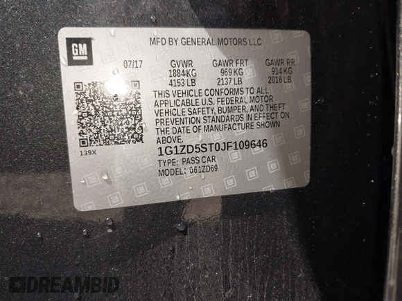 2018 Chevrolet Malibu LT с VIN 1G1ZD5ST0JF109646, выставлен на аукционе IAAI как лот 41982112 с пробегом 96 459 миль миль и . История ставок и продаж доступна на DreamBid. Изображение 9.