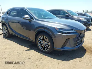 2024 Lexus RX 450h+ Luxury with VIN JTJCJMGA8R2019944, listed as a IAAI auction lot 42696045 with 18,528 mi miles and . Bid and sale history available at DreamBid. Image 1.