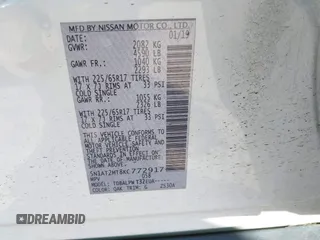 2019 Nissan Rogue SL with VIN 5N1AT2MT8KC772917, listed as a IAAI auction lot 41641200 with 102,239 mi miles and . Bid and sale history available at DreamBid. Image 9.