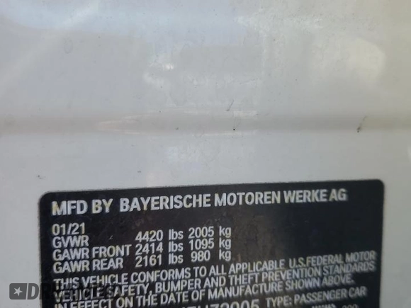 2021 BMW 2 Series 228i with VIN WBA53AK00M7H73905, listed as a Copart auction lot 53642885 with 33,582 mi miles and Salvage Title. Bid and sale history available at DreamBid. Image 12.