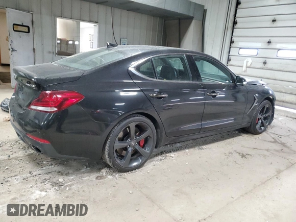 2019 Genesis G70 Advanced with VIN KMTG34LE9KU025478, listed as a Copart auction lot 49776525 with 57,583 mi miles and Salvage title. Bid and sale history available at DreamBid. Image 3.