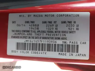 2015 Mazda Mazda6 i Sport with VIN JM1GJ1U57F1193936, listed as a IAAI auction lot 41816593 with 147,751 mi miles. Bid and sale history available at carsss.com. Image 9.