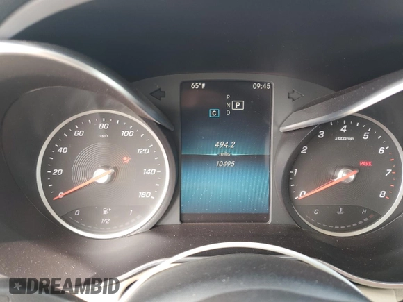 2019 Mercedes-Benz C 300 with VIN 55SWF8EB5KU292748, listed as a Copart auction lot 54100535 with 10,495 mi miles and Salvage Title. Bid and sale history available at DreamBid. Image 9.