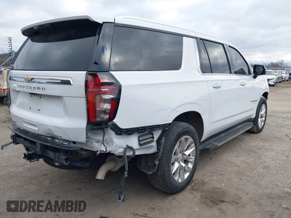 2023 Chevrolet Suburban Premier with VIN 1GNSKFKT1PR529998, listed as a IAAI auction lot 41157457 with 21,551 mi miles and . Bid and sale history available at DreamBid. Image 4.