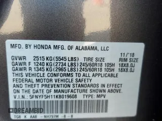 2019 Honda Pilot LX with VIN 5FNYF5H11KB019608, listed as a Copart auction lot 42678425 with 29,148 mi miles and Salvage Title. Bid and sale history available at DreamBid. Image 15.
