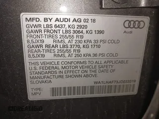 2018 Audi Q7 Premium Plus z VIN WA1LHAF73JD033319, wystawiony jako IAAI lot #42491771 z przebiegiem 96 082 mil mil oraz . Historia ofert i sprzedaży dostępna na DreamBid. Obrazek 9.
