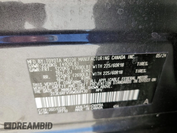 2024 Toyota RAV4 Hybrid XSE with VIN 2T3E6RFV5RW068430, listed as a Copart auction lot 44758425 with 15,369 mi miles and Non Repairable. Bid and sale history available at DreamBid. Image 16.