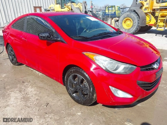 2013 Hyundai Elantra Coupe GS with VIN KMHDH6AE7DU010199, listed as a IAAI auction lot 41756810 with 122,158 mi miles. Bid and sale history available at carsss.com. Image 1.