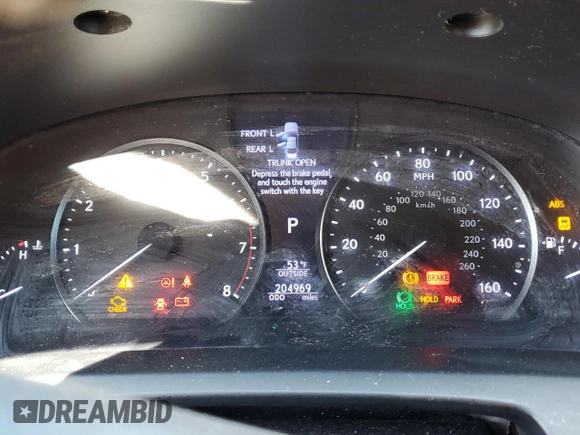 2014 Lexus LS 460 L with VIN JTHGL5EF3E5053199, listed as a Copart auction lot 88128655 with 204,969 mi miles and Salvage title. Bid and sale history available at DreamBid. Image 9.