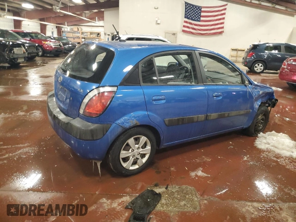 2009 Kia Rio LX with VIN KNADE243196505992, listed as a Copart auction lot 46054315 with 118,647 mi miles and Clean Title. Bid and sale history available at carsss.com. Image 3.