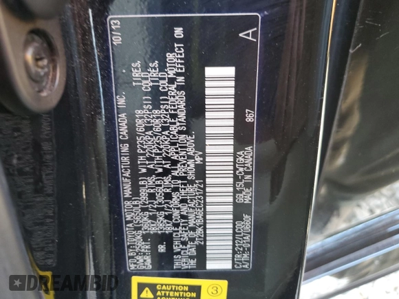 2014 Lexus RX 350 with VIN 2T2BK1BA6EC231721, listed as a Copart auction lot 63310715 with Not provided miles and Salvage title. Bid and sale history available at DreamBid. Image 14.