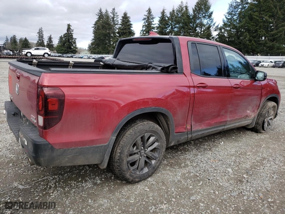 2021 Honda Ridgeline Sport with VIN 5FPYK3F13MB008011, listed as a Copart auction lot 47139165 with 21,945 mi miles and Salvage Title. Bid and sale history available at carsss.com. Image 3.