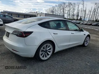 2021 Tesla Model 3 Standard Range Plus with VIN 5YJ3E1EA0MF861546, listed as a Copart auction lot 51014875 with 43,011 mi miles and Salvage Title. Bid and sale history available at DreamBid. Image 3.