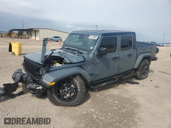 2024 Jeep Gladiator Willys с VIN 1C6HJTAG7RL131975, выставлен на аукционе Copart как лот 55139965 с пробегом 4 583 миль миль и Списание • Salvage title. История ставок и продаж доступна на DreamBid. Изображение 1.