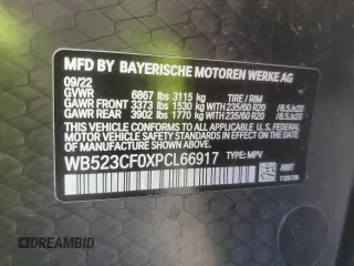 2023 BMW iX xDrive50 with VIN WB523CF0XPCL66917, listed as a Copart auction lot 46616815 with 40,505 mi miles and Salvage Title. Bid and sale history available at carsss.com. Image 12.