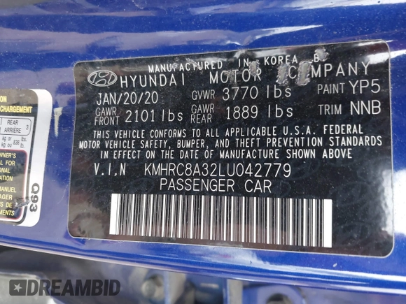2020 Hyundai Venue SEL z VIN KMHRC8A32LU042779, wystawiony jako IAAI lot #41524933 z przebiegiem 111 579 mil mil oraz . Historia ofert i sprzedaży dostępna na DreamBid. Obrazek 9.