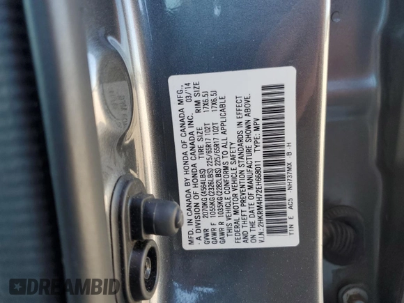 2014 Honda CR-V EX-L with VIN 2HKRM4H72EH668011, listed as a Copart auction lot 53187095 with 165,931 mi miles and Salvage Title. Bid and sale history available at carsss.com. Image 15.