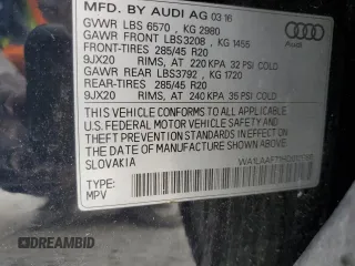 2017 Audi Q7 Premium Plus with VIN WA1LAAF71HD012886, listed as a Copart auction lot 51762015 with 123,485 mi miles and Salvage Title. Bid and sale history available at DreamBid. Image 13.
