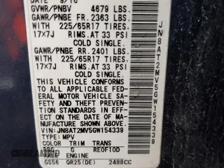 2016 Nissan Rogue SV with VIN JN8AT2MV5GW154339, listed as a Copart auction lot 50191385 with 225,321 mi miles and Salvage Title. Bid and sale history available at DreamBid. Image 15.