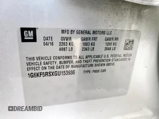 2016 Cadillac CT6 Premium Luxury AWD with VIN 1G6KF5RSXGU153936, listed as a Copart auction lot 63486555 with 95,357 mi miles and Salvage title. Bid and sale history available at DreamBid. Image 12.
