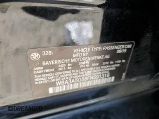 2015 BMW 3 Series 328i with VIN WBA3A5G58FNS91316, listed as a Copart auction lot 58041235 with 65,144 mi miles and Salvage title. Bid and sale history available at DreamBid. Image 12.