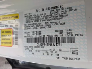 2016 Ford Fusion SE with VIN 3FA6P0HD1GR274241, listed as a IAAI auction lot 42113320 with 103,870 mi miles and . Bid and sale history available at DreamBid. Image 9.