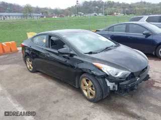 2013 Hyundai Elantra GLS PZEV with VIN 5NPDH4AE7DH343411, listed as a IAAI auction lot 41931384 with 112,000 mi miles. Bid and sale history available at carsss.com. Image 1.