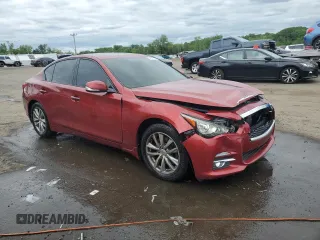 2015 Infiniti Q50 with VIN JN1BV7AR0FM396516, listed as a Copart auction lot 57677055 with 128,369 mi miles and Salvage title. Bid and sale history available at DreamBid. Image 4.