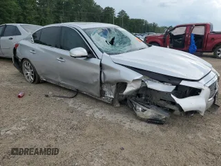 2014 Infiniti Q50 Premium with VIN JN1BV7AP9EM681650, listed as a Copart auction lot 62825004 with 136,959 mi miles and Salvage title. Bid and sale history available at DreamBid. Image 4.