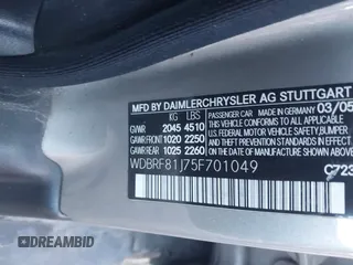 2005 Mercedes-Benz C 240 with VIN WDBRF81J75F701049, listed as a IAAI auction lot 41429071 with Not Provided miles and . Bid and sale history available at DreamBid. Image 9.