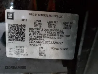2018 GMC Acadia Denali z VIN 1GKKNPLS7JZ228997, wystawiony jako Copart lot #50021785 z przebiegiem 119 653 mil mil oraz Szkoda całkowita • Salvage title. Historia ofert i sprzedaży dostępna na DreamBid. Obrazek 14.