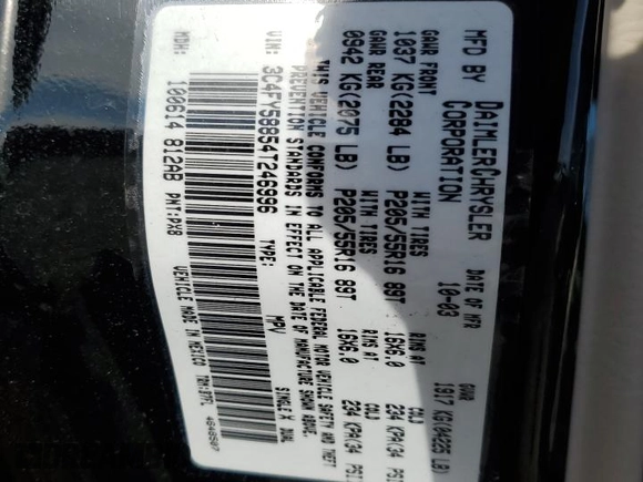 2004 Chrysler PT Cruiser with VIN 3C4FY58854T246996, listed as a Copart auction lot 42231495 with 96,789 mi miles and Salvage Title. Bid and sale history available at DreamBid. Image 13.