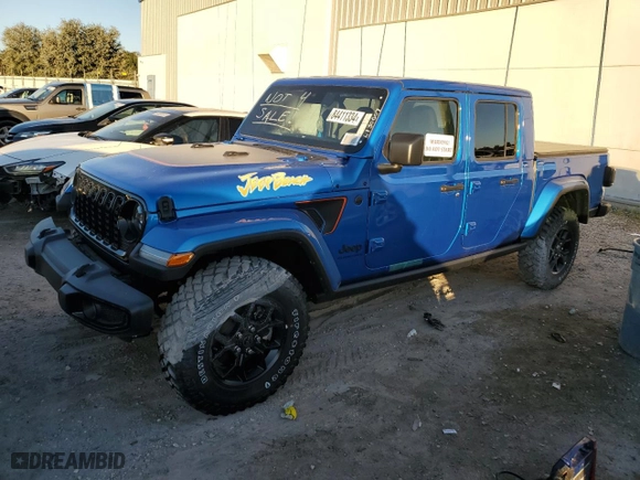 2024 Jeep Gladiator Sport with VIN 1C6HJTAG4RL130007, listed as a Copart auction lot 84411334 with 0 mi miles and Salvage Title. Bid and sale history available at carsss.com. Image 1.