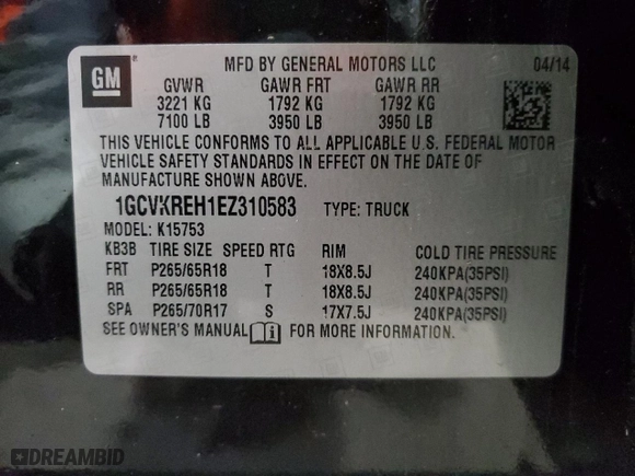 2014 Chevrolet Silverado 1500 LT with VIN 1GCVKREH1EZ310583, listed as a Copart auction lot 49861285 with 211,014 mi miles and Clean Title. Bid and sale history available at carsss.com. Image 12.
