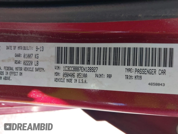 2014 Chrysler 200 Touring with VIN 1C3CCBBB7EN128927, listed as a IAAI auction lot 42313892 with 154,261 mi miles and . Bid and sale history available at DreamBid. Image 9.