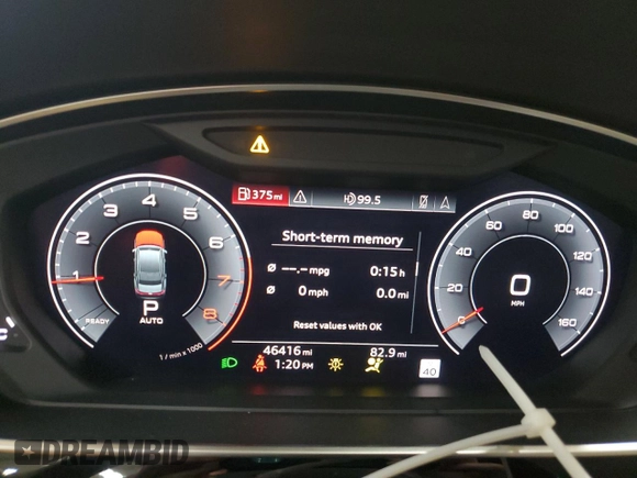 2019 Audi A8 with VIN WAU8DAF85KN019978, listed as a Copart auction lot 52646385 with 46,416 mi miles and Salvage title. Bid and sale history available at DreamBid. Image 9.