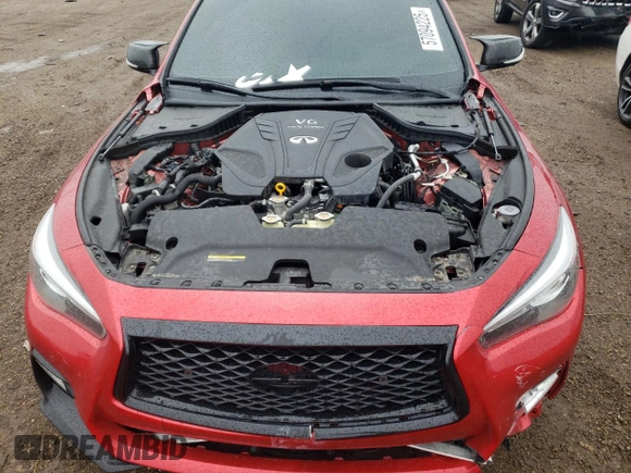 2022 Infiniti Q50 Red Sport 400 with VIN JN1FV7DR9NM390256, listed as a Copart auction lot 57094225 with 52,307 mi miles and Salvage title. Bid and sale history available at DreamBid. Image 11.