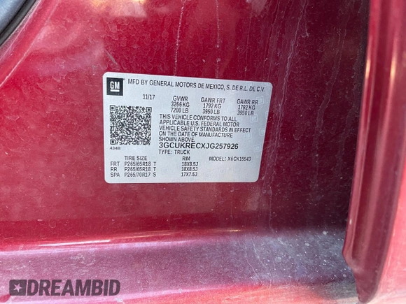 2018 Chevrolet Silverado 1500 LT with VIN 3GCUKRECXJG257926, listed as a Copart auction lot 52463635 with 272,996 mi miles and Clean Title. Bid and sale history available at carsss.com. Image 10.