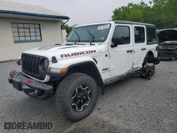 2023 Jeep Wrangler Rubicon with VIN 1C4JJXFM3PW585720, listed as a Copart auction lot 59776305 with 19,190 mi miles and Salvage title. Bid and sale history available at DreamBid. Image 1.