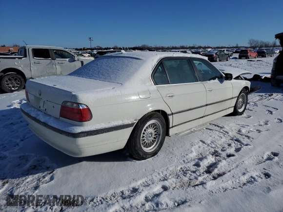 1998 BMW 7 Series 740il with VIN WBAGJ8321WDM21490, listed as a Copart auction lot 42097355 with 0 mi miles and Salvage Title. Bid and sale history available at carsss.com. Image 3.