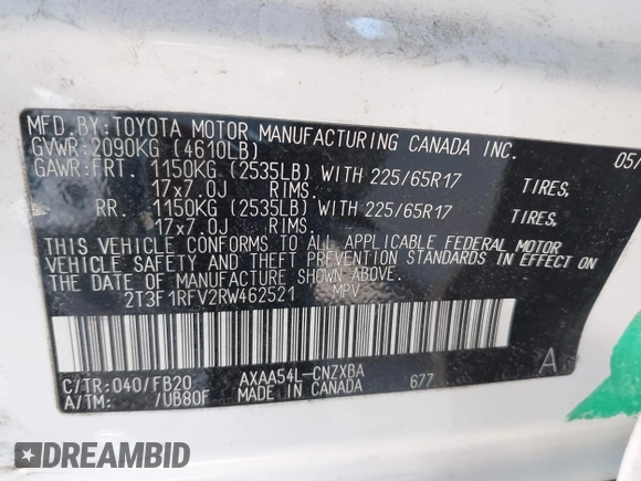 2024 Toyota RAV4 LE with VIN 2T3F1RFV2RW462521, listed as a IAAI auction lot 41459210 with 6,040 mi miles. Bid and sale history available at carsss.com. Image 7.
