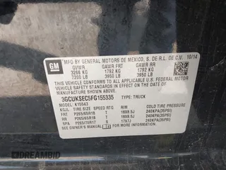2015 Chevrolet Silverado 1500 LTZ with VIN 3GCUKSEC5FG155335, listed as a IAAI auction lot 41799220 with 169,951 mi miles and . Bid and sale history available at DreamBid. Image 9.