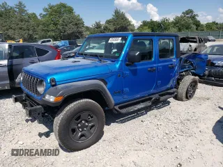 2024 Jeep Gladiator Sport z VIN 1C6JJTAG3RL123552, wystawiony jako Copart lot #62649885 z przebiegiem 4 304 mil mil oraz Szkoda całkowita • Salvage title. Historia ofert i sprzedaży dostępna na DreamBid. Obrazek 1.