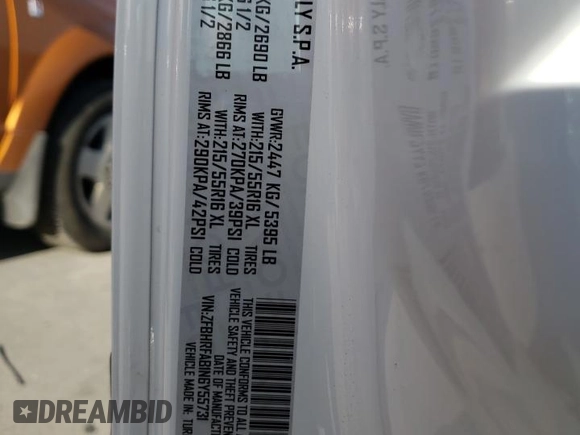 2022 Ram ProMaster City Cargo Tradesman with VIN ZFBHRFAB1N6Y55731, listed as a Copart auction lot 80916423 with 3,529 mi miles and . Bid and sale history available at DreamBid. Image 13.