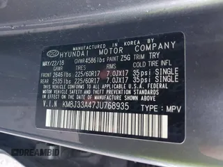 2018 Hyundai Tucson SEL with VIN KM8J33A47JU768935, listed as a IAAI auction lot 41007821 with 125,678 mi miles. Bid and sale history available at carsss.com. Image 9.
