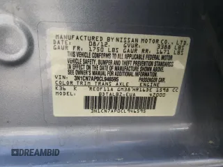 2012 Nissan Versa SV with VIN 3N1CN7AP0CL946595, listed as a Copart auction lot 59562915 with 107,228 mi miles and Salvage title. Bid and sale history available at DreamBid. Image 12.
