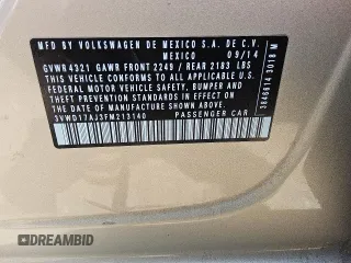2015 Volkswagen Jetta SE with VIN 3VWD17AJ3FM213140, listed as a Copart auction lot 59301985 with 117,417 mi miles and Clean title. Bid and sale history available at DreamBid. Image 12.