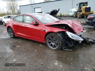 2022 Tesla Model S with VIN 5YJSA1E5XNF469508, listed as a Copart auction lot 48967223 with 6,546 mi miles and Salvage Title. Bid and sale history available at DreamBid. Image 4.