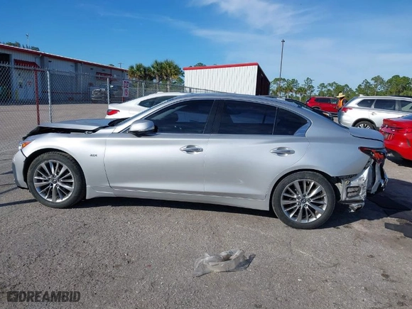 2018 Infiniti Q50 2.0t LUXE with VIN JN1CV7APXJM240026, listed as a IAAI auction lot 41432452 with NaN miles. Bid and sale history available at carsss.com. Image 14.